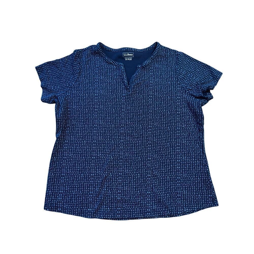 L.L. Bean women’s short Sleeve shirt size 1X; Blue & White; 100% Cotton